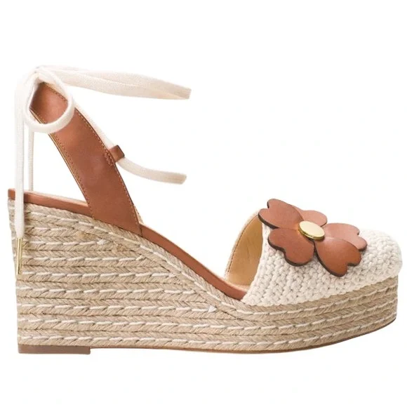 Michael Kors Women’s Kit Closed Toe Macrame and Jute Wedge With Floral Appliqué - Picture 3 of 15
